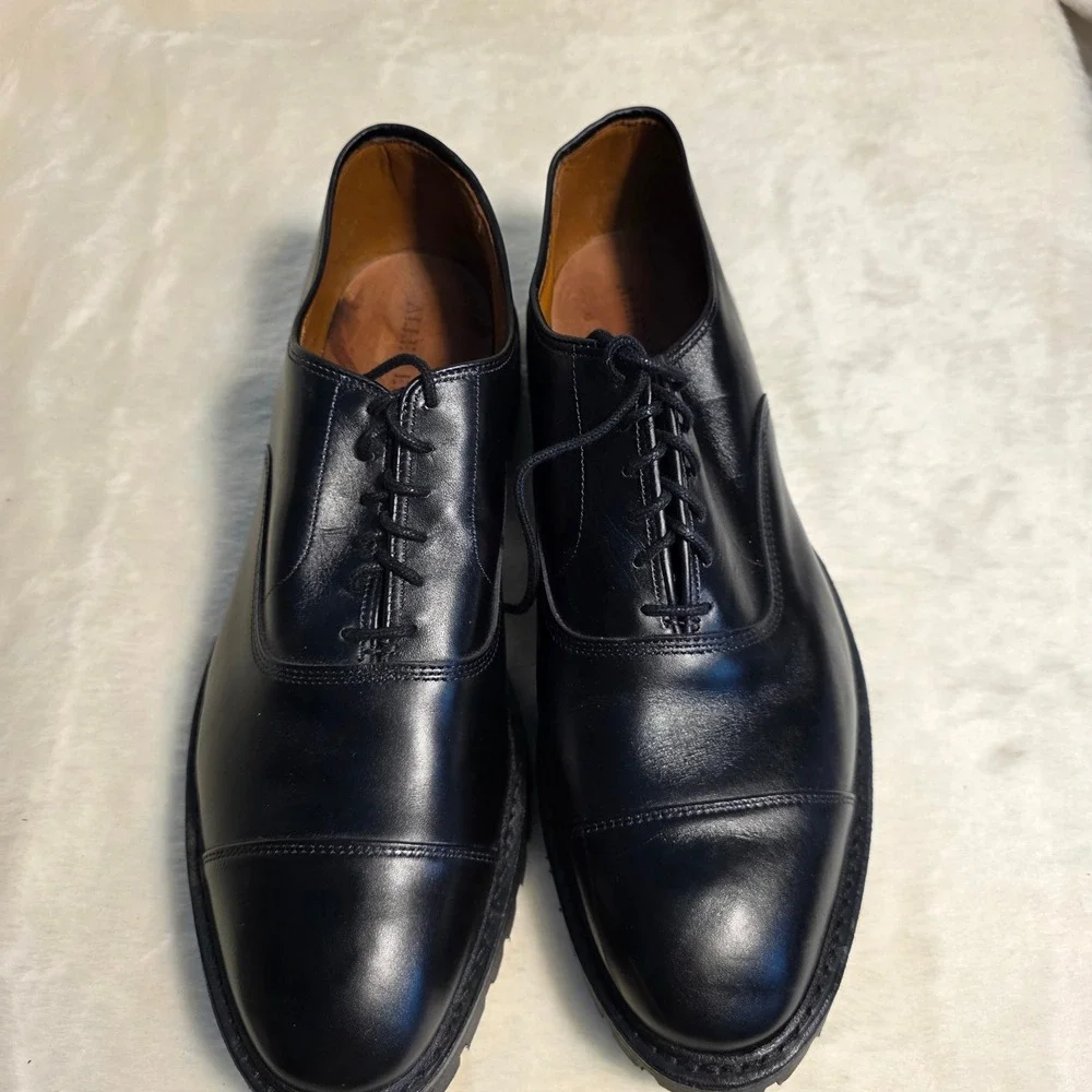 Allen Edmonds Park Avenue Lug Sole Black Leather Cap Toe Oxfords Mens 12 D NEW